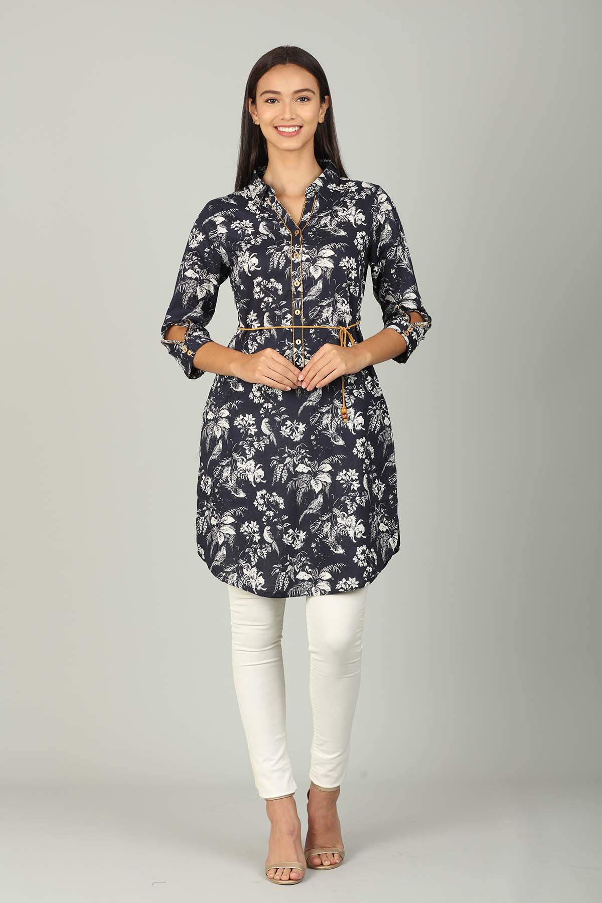 Navy Printed Female Tunic