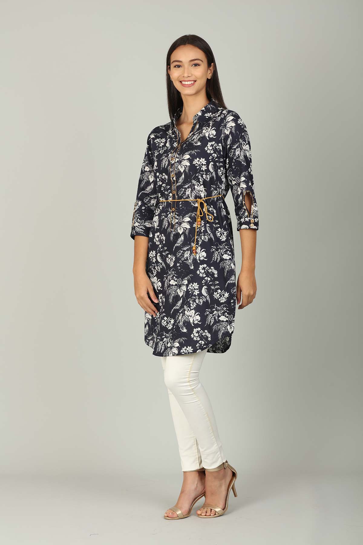 Navy Printed Female Tunic