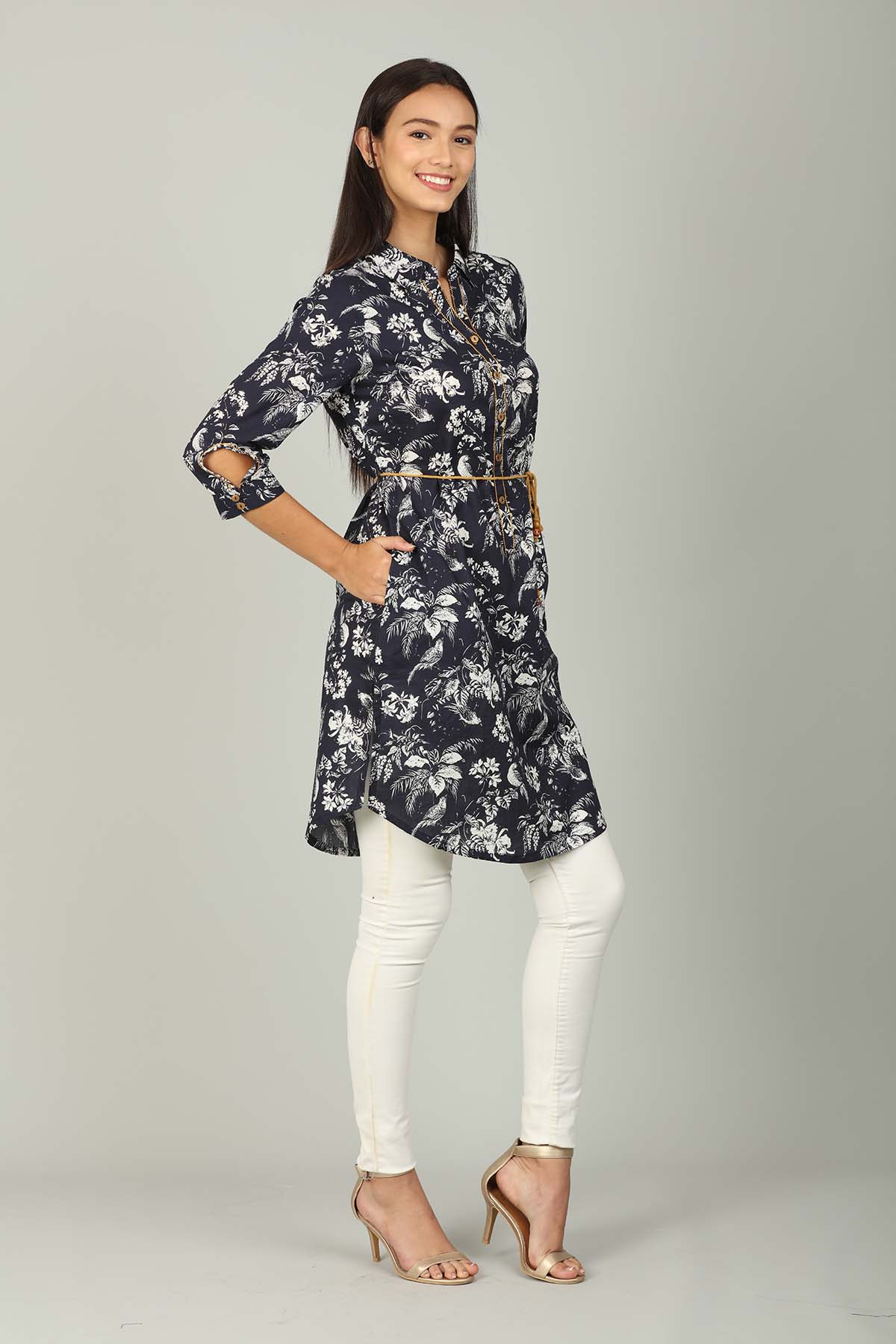 Navy Printed Female Tunic
