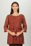 Rust Red Floral Ladies Top Fancy