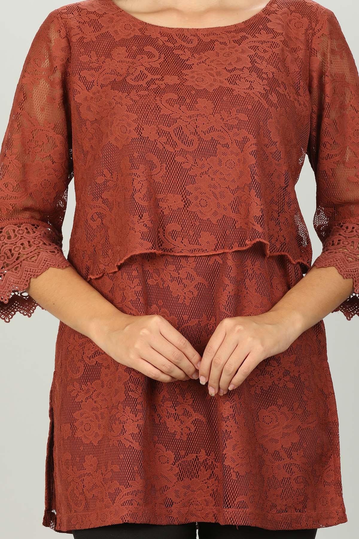Rust Red Floral Ladies Top Fancy