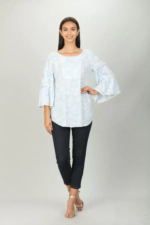 Ice Blue Embellished Ladies Top India