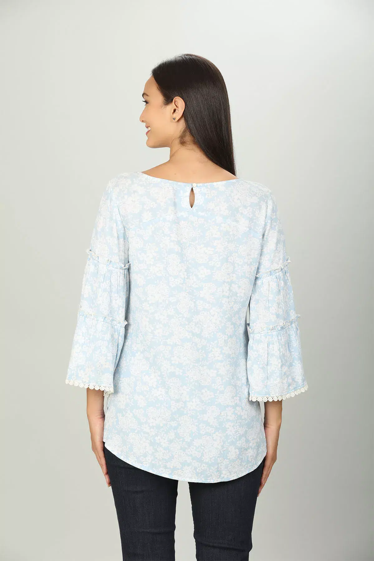 Ice Blue Embellished Ladies Top India