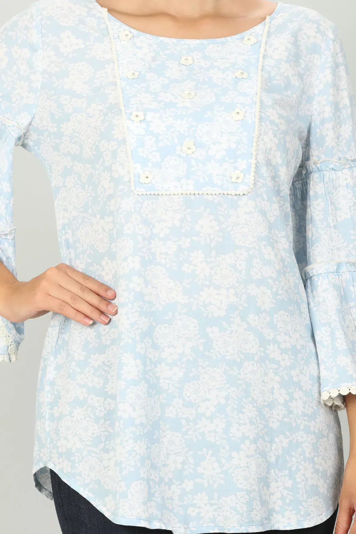 Ice Blue Embellished Ladies Top India