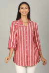 Stripes Light Red Colour Shirt For Women