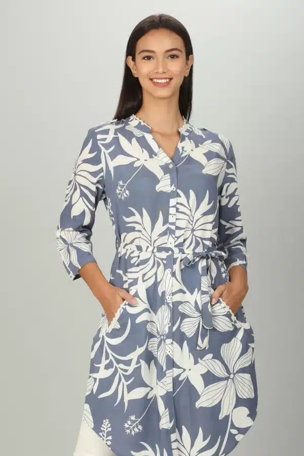Printed Light Blue Shirt For Ladies