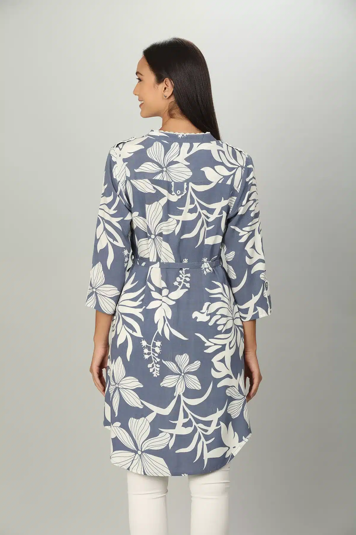 Printed Light Blue Shirt For Ladies
