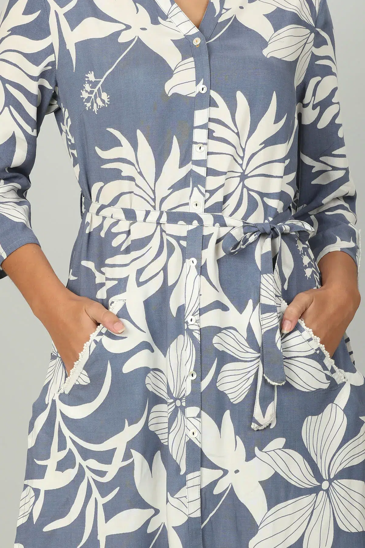 Printed Light Blue Shirt For Ladies