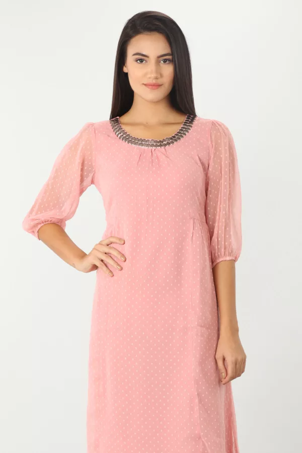 Polka Dot Light Pink Dress For Women