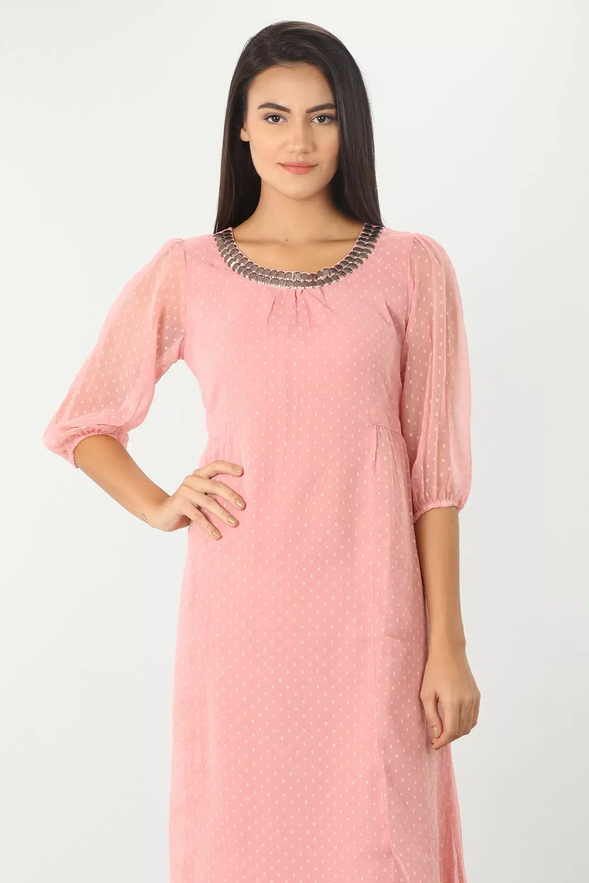 Polka Dot Light Pink Dress For Women