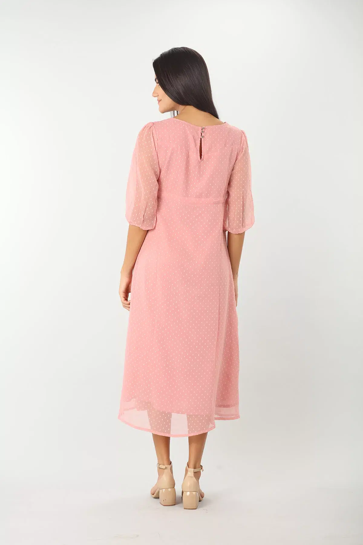 Polka Dot Light Pink Dress For Women