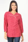 Printed Pink Women Tops With Collar