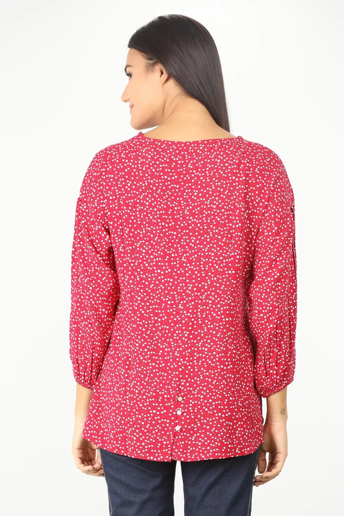 Printed Pink Women Tops With Collar