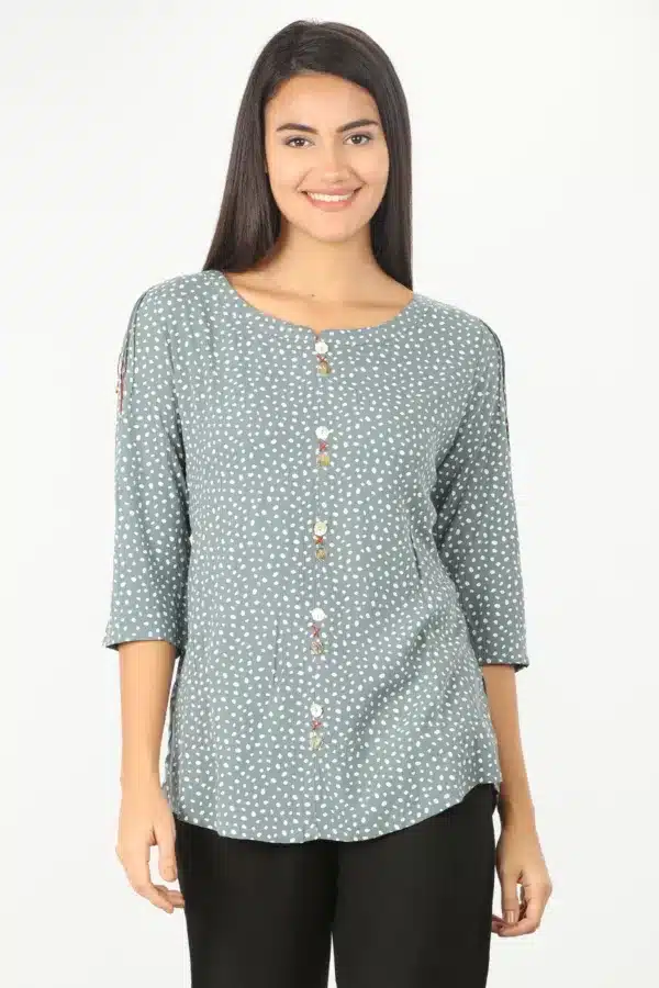 Grey Printed Women Tops India Online