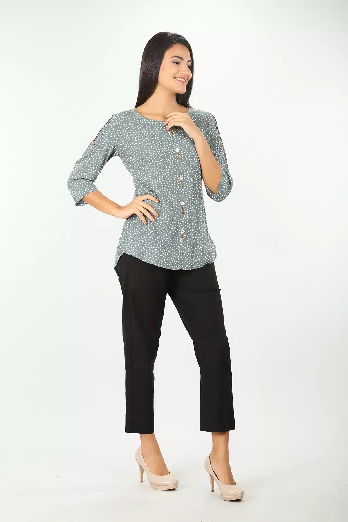 Grey Printed Women Tops India Online