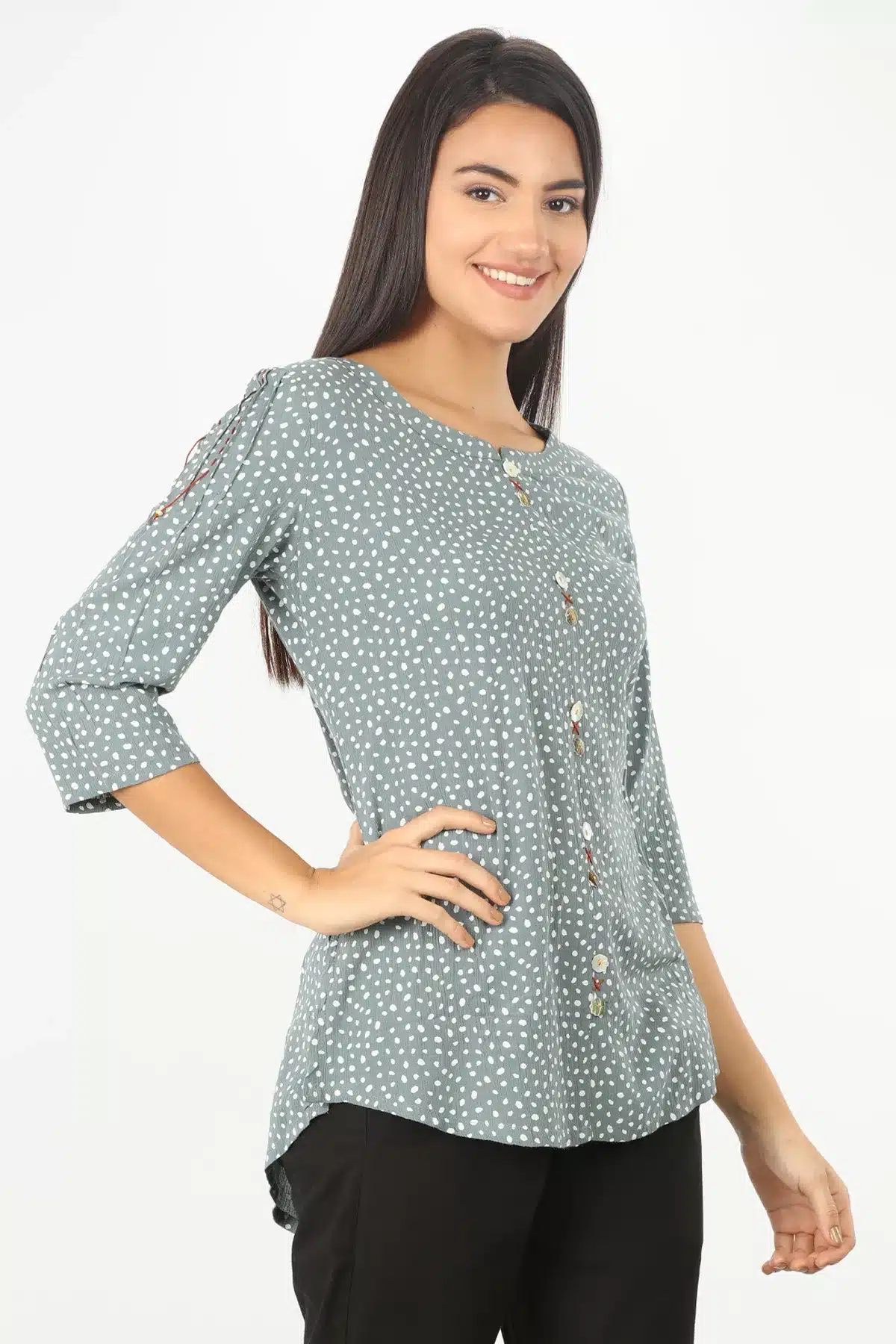 Grey Printed Women Tops India Online