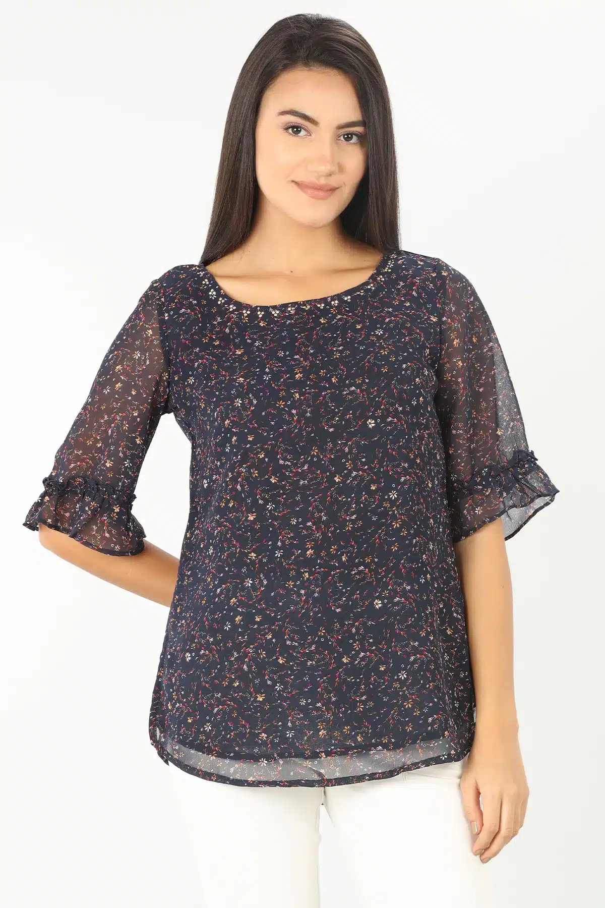 Navy Printed Women Tops Buy Online