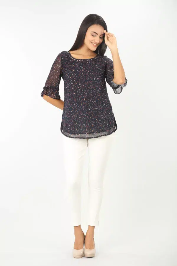 Navy Printed Women Tops Buy Online
