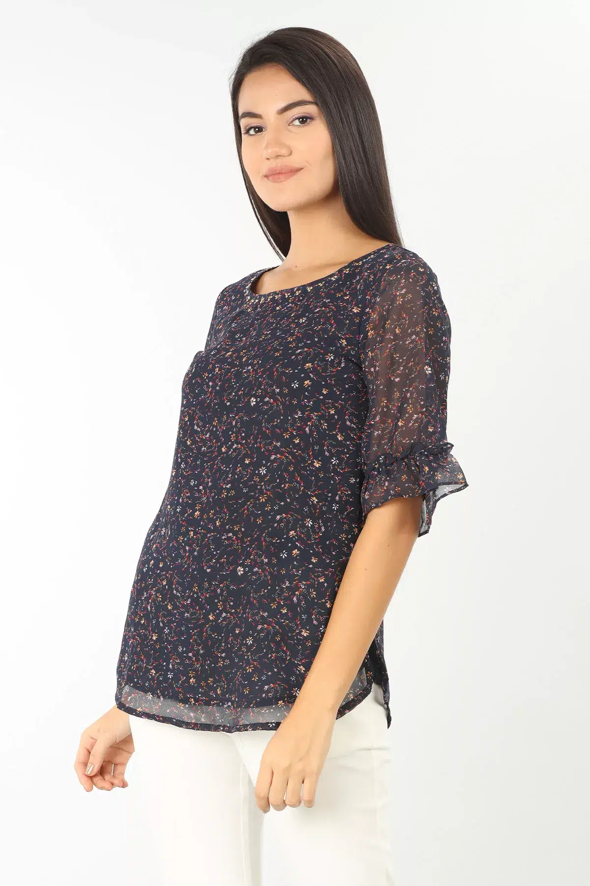 Navy Printed Women Tops Buy Online