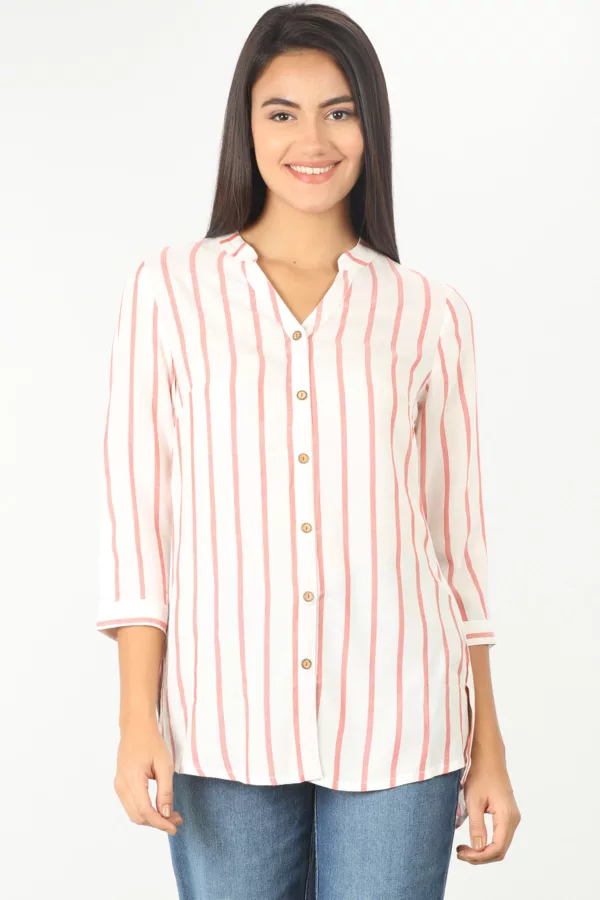 Striped White Shirt Women
