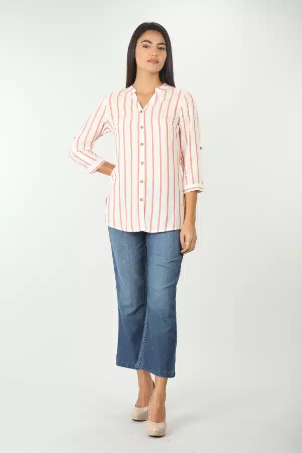 Striped White Shirt Women