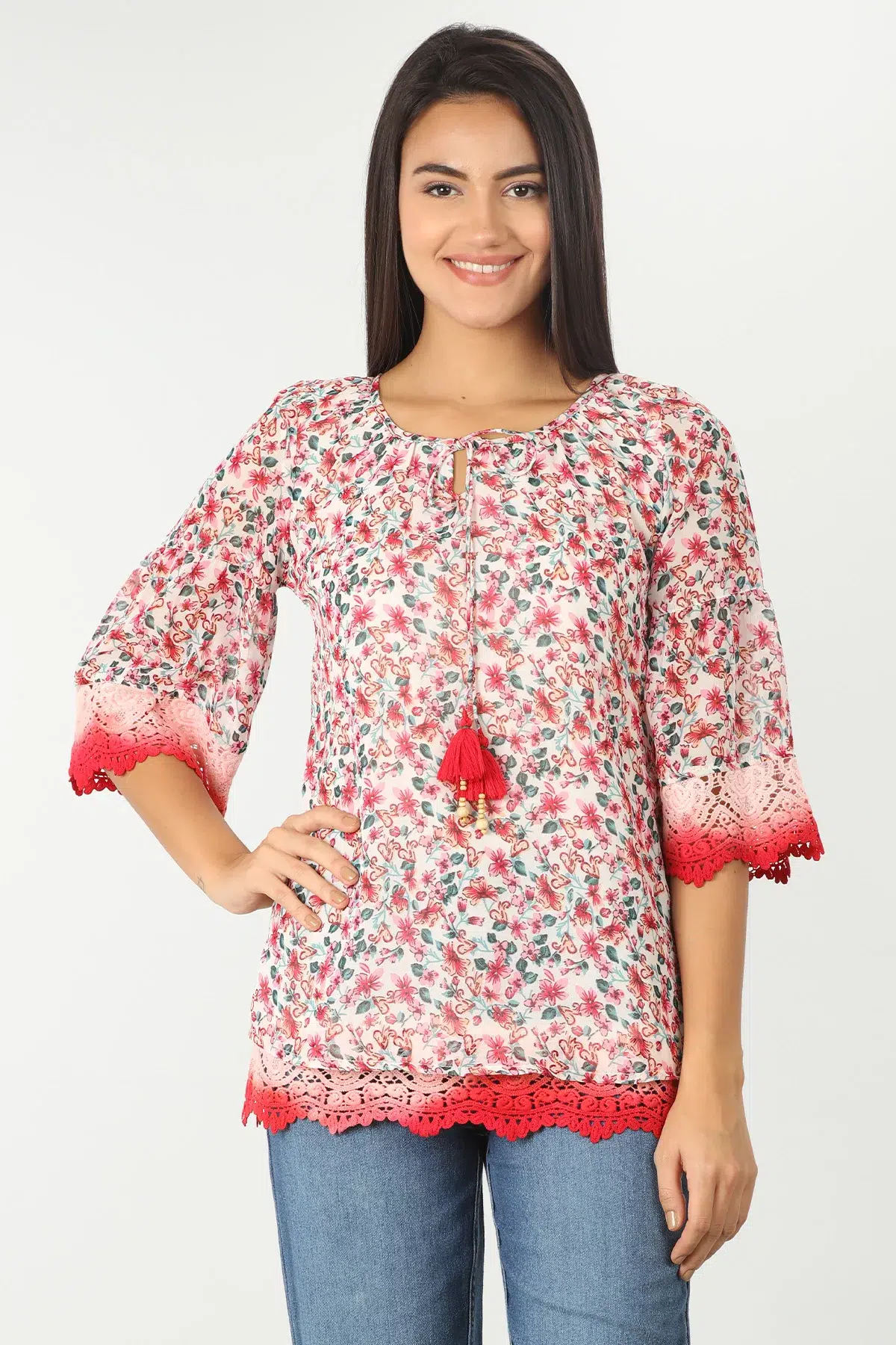 Printed Light Coral Printed Women Top