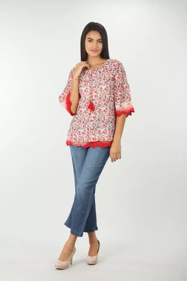 Printed Light Coral Printed Women Top