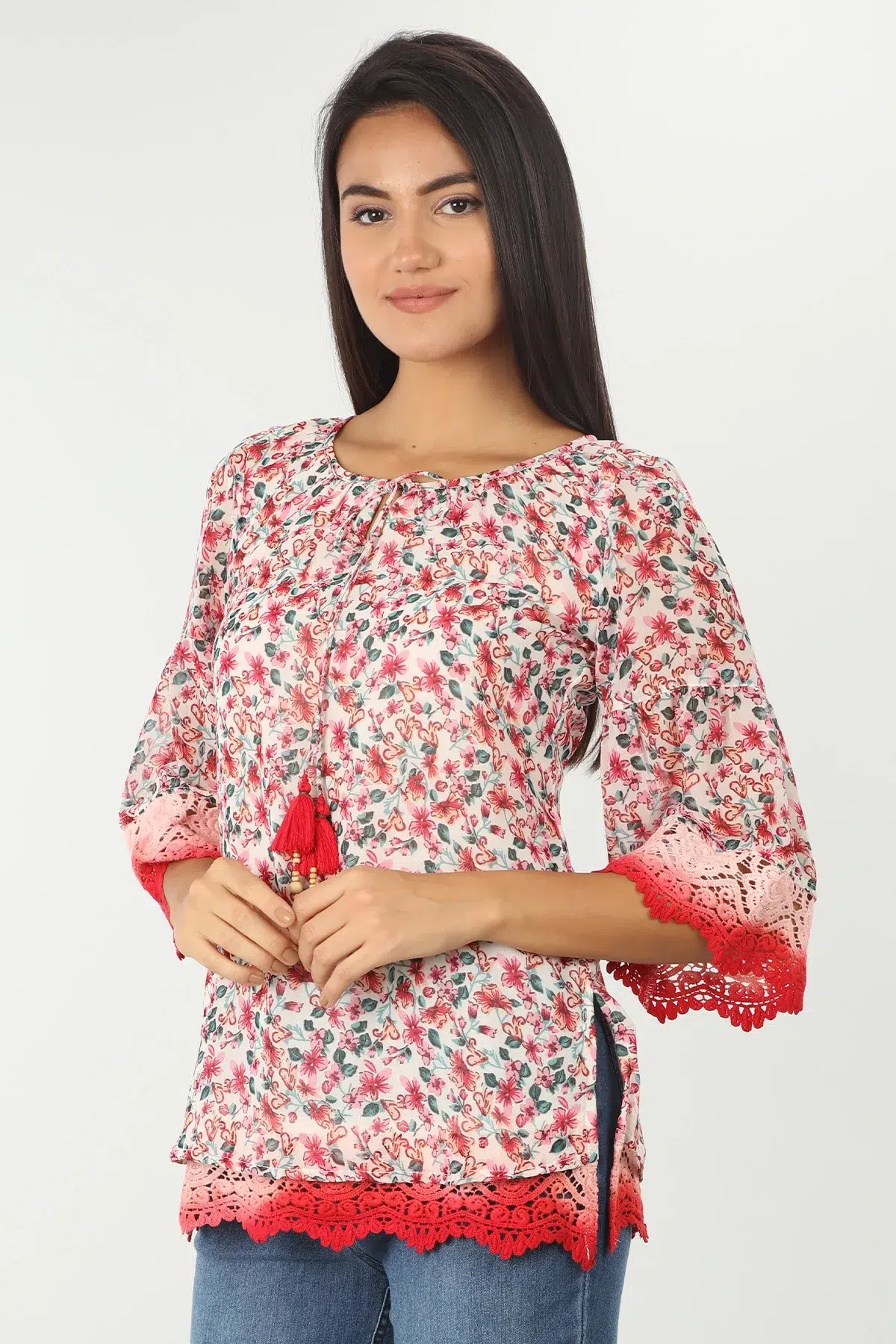 Printed Light Coral Printed Women Top
