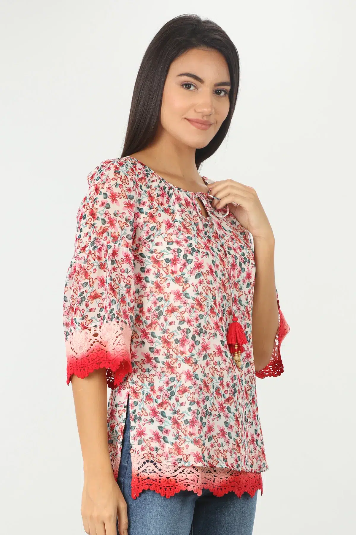 Printed Light Coral Printed Women Top