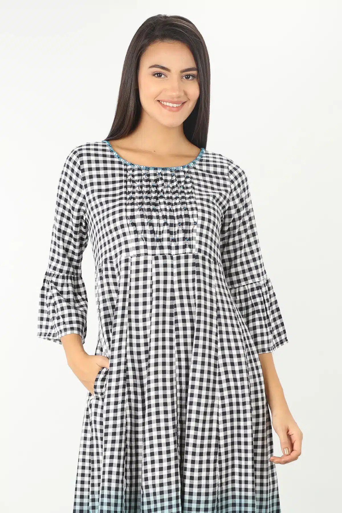 Checks Black Dress Women