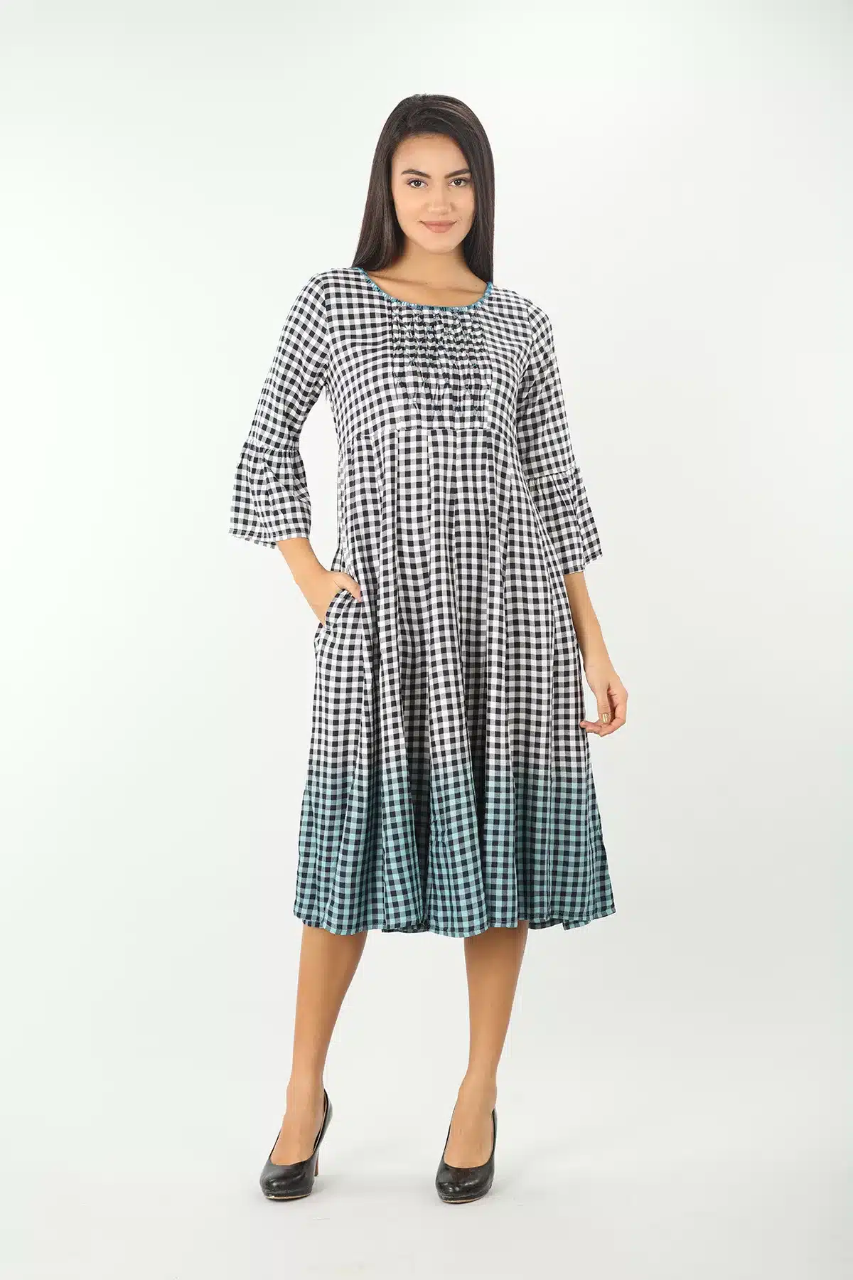 Checks Black Dress Women