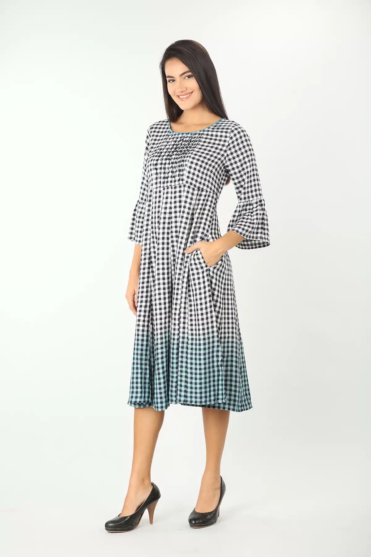 Checks Black Dress Women