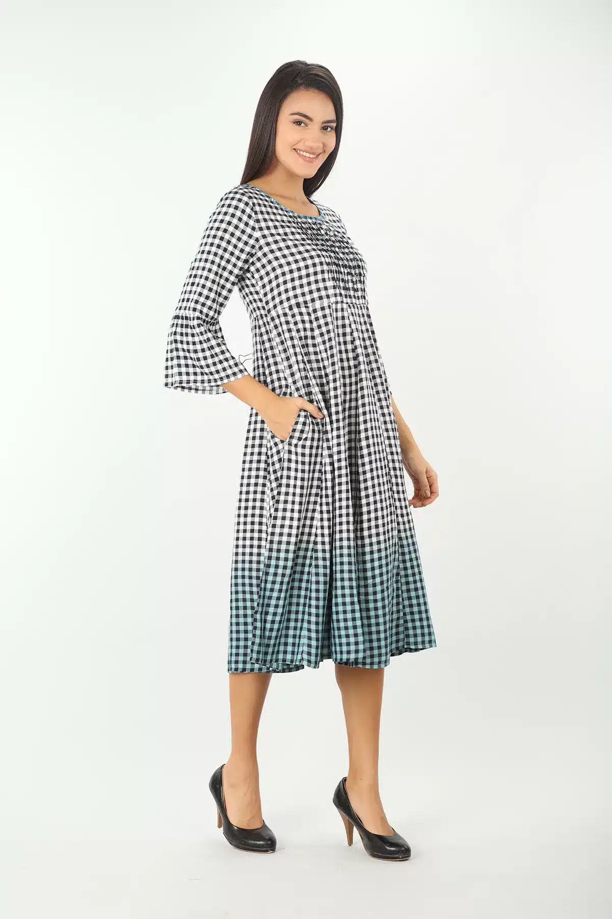 Checks Black Dress Women