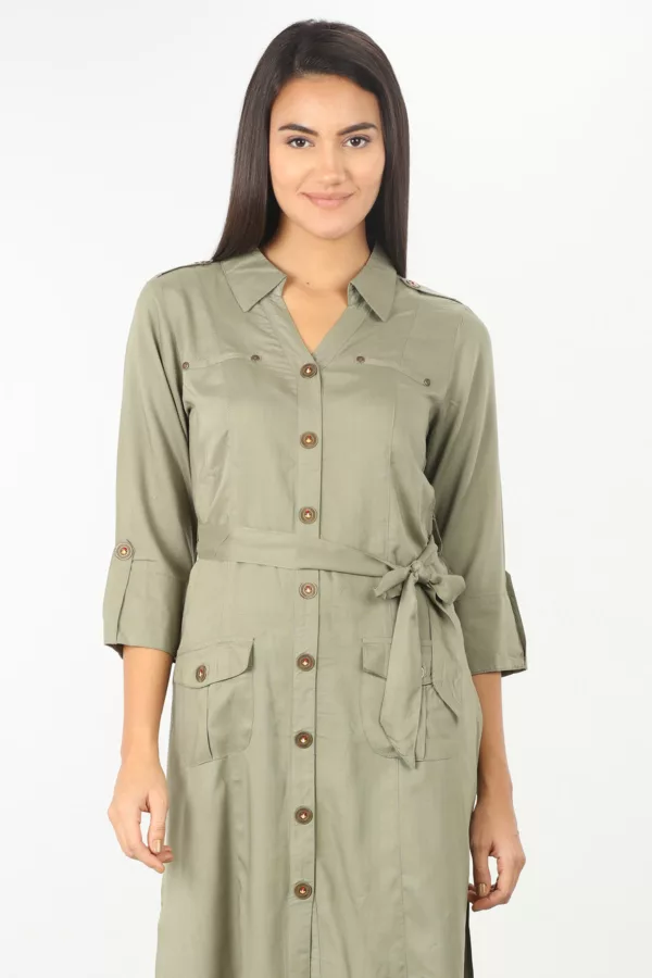 Solid Olive Grey Women's Tunic Clothing