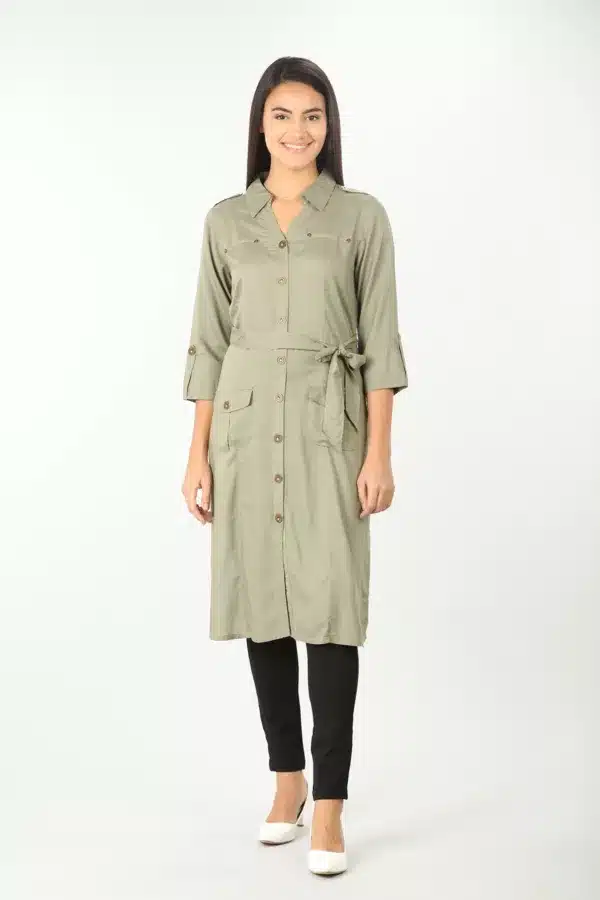 Solid Olive Grey Women's Tunic Clothing