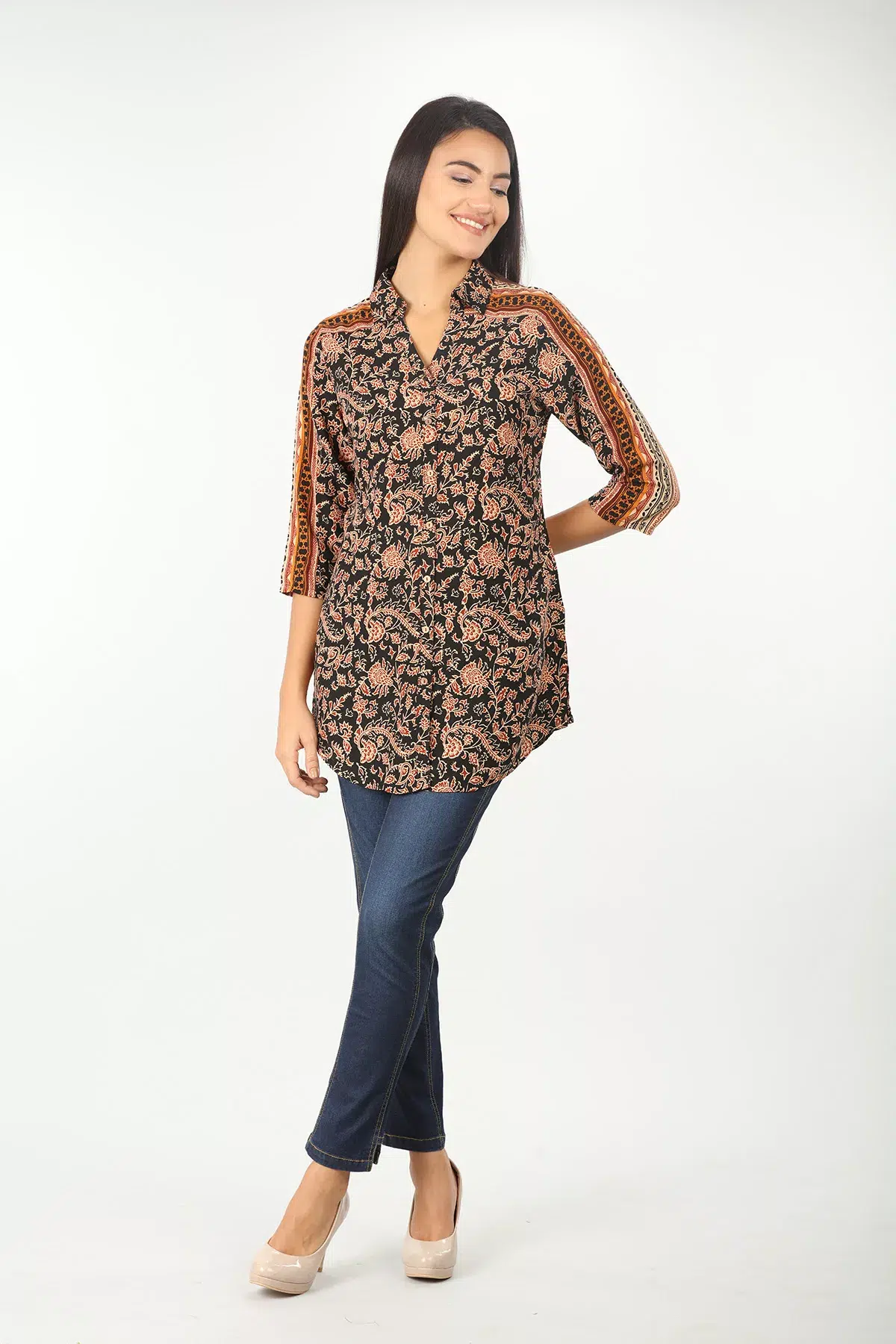 Printed Light Red Shirt For Woman