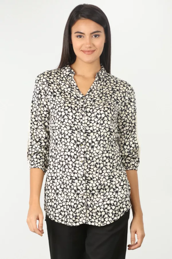 Black And White Printed Shirt For Women