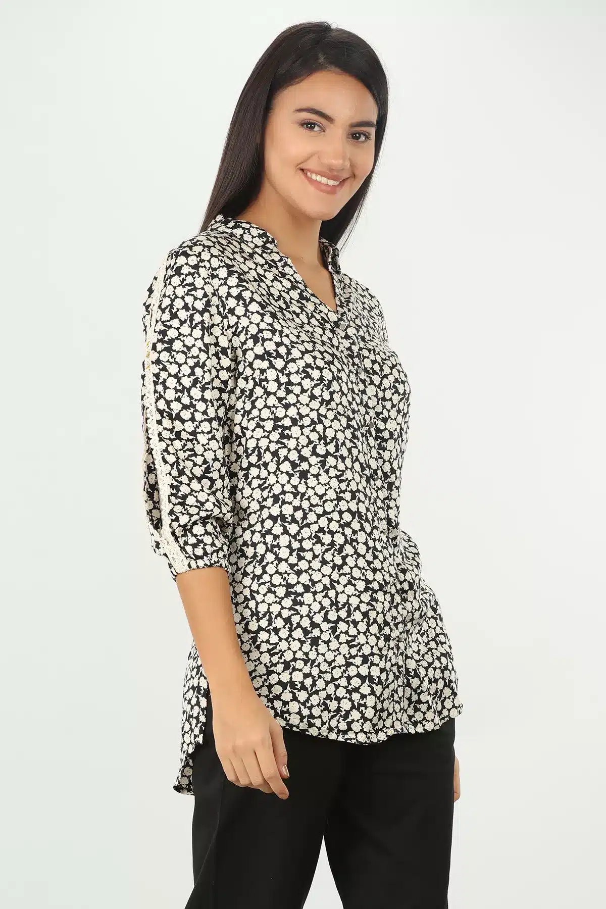 Black And White Printed Shirt For Women