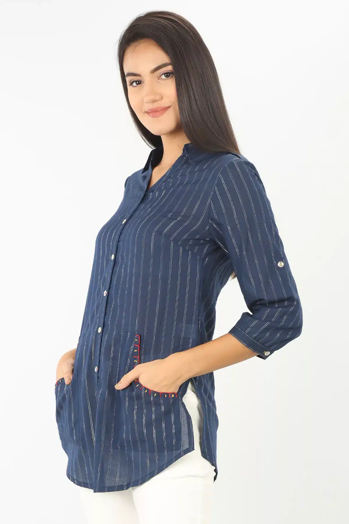 Blue Striped Shirt For Women