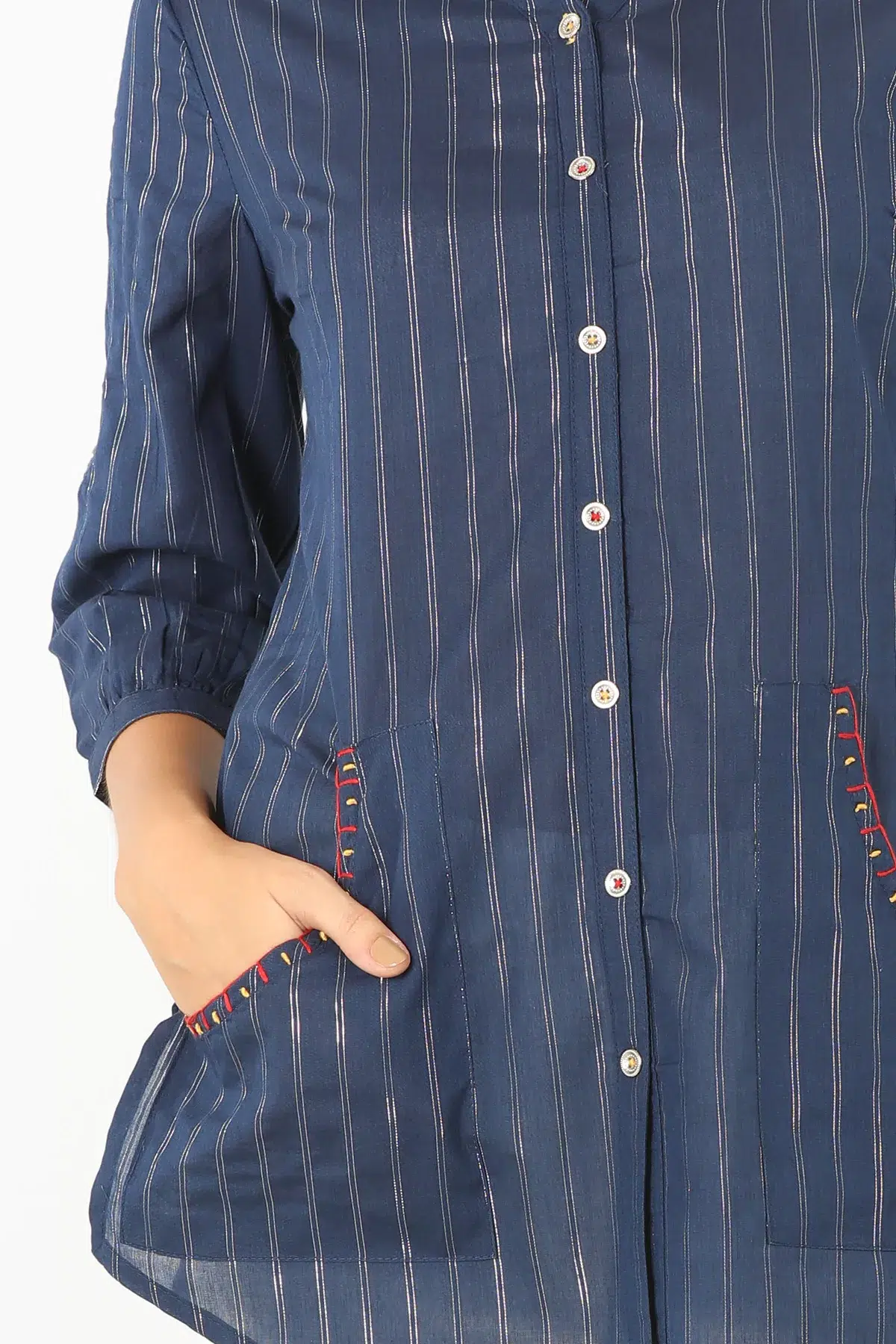 Blue Striped Shirt For Women