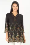 Embroidered Black Tunic Top Woman