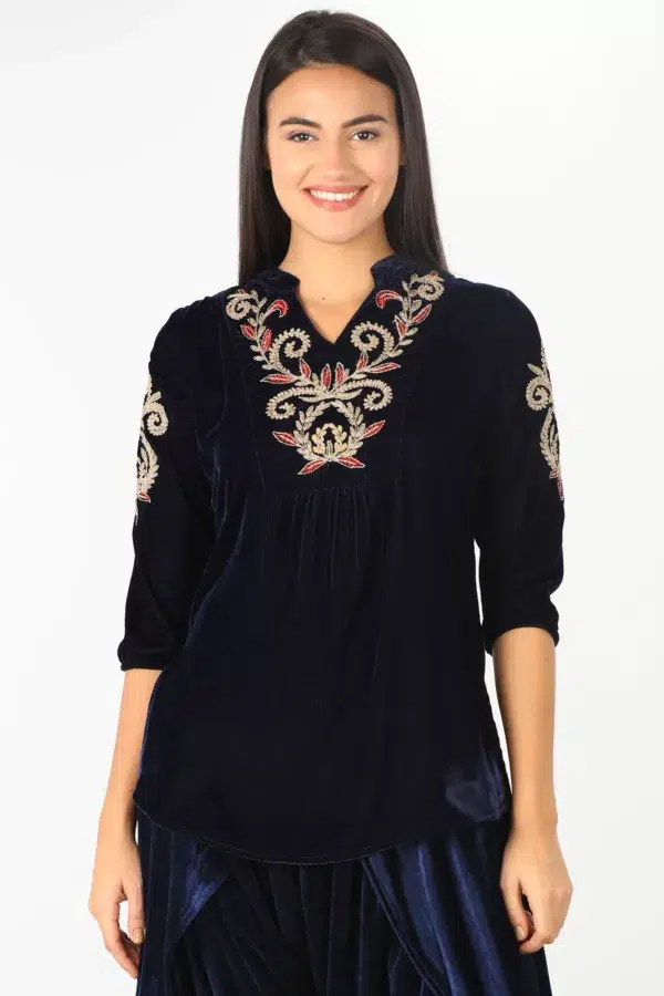 Embellished Navy Top For Women