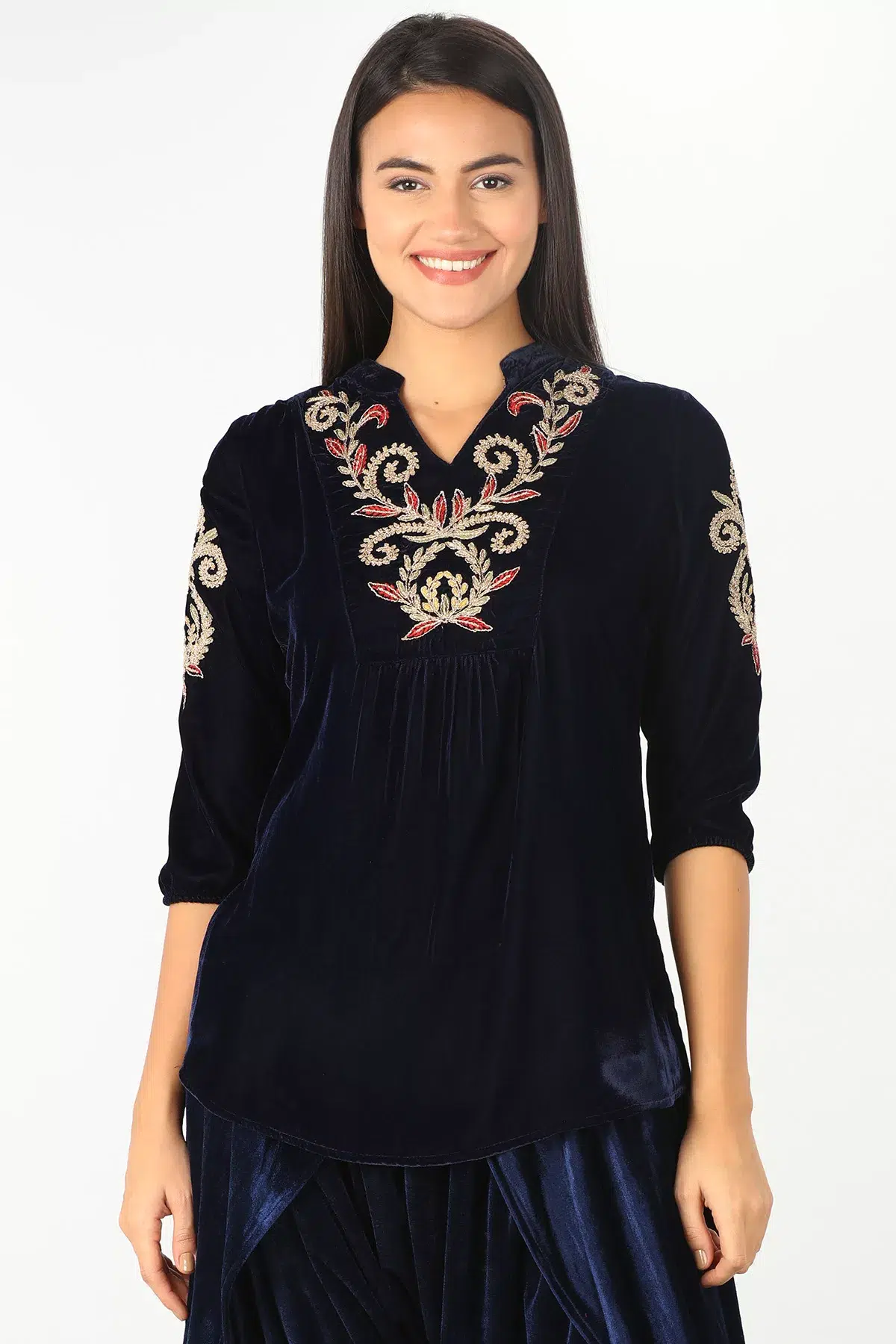 Embellished Navy Top For Women