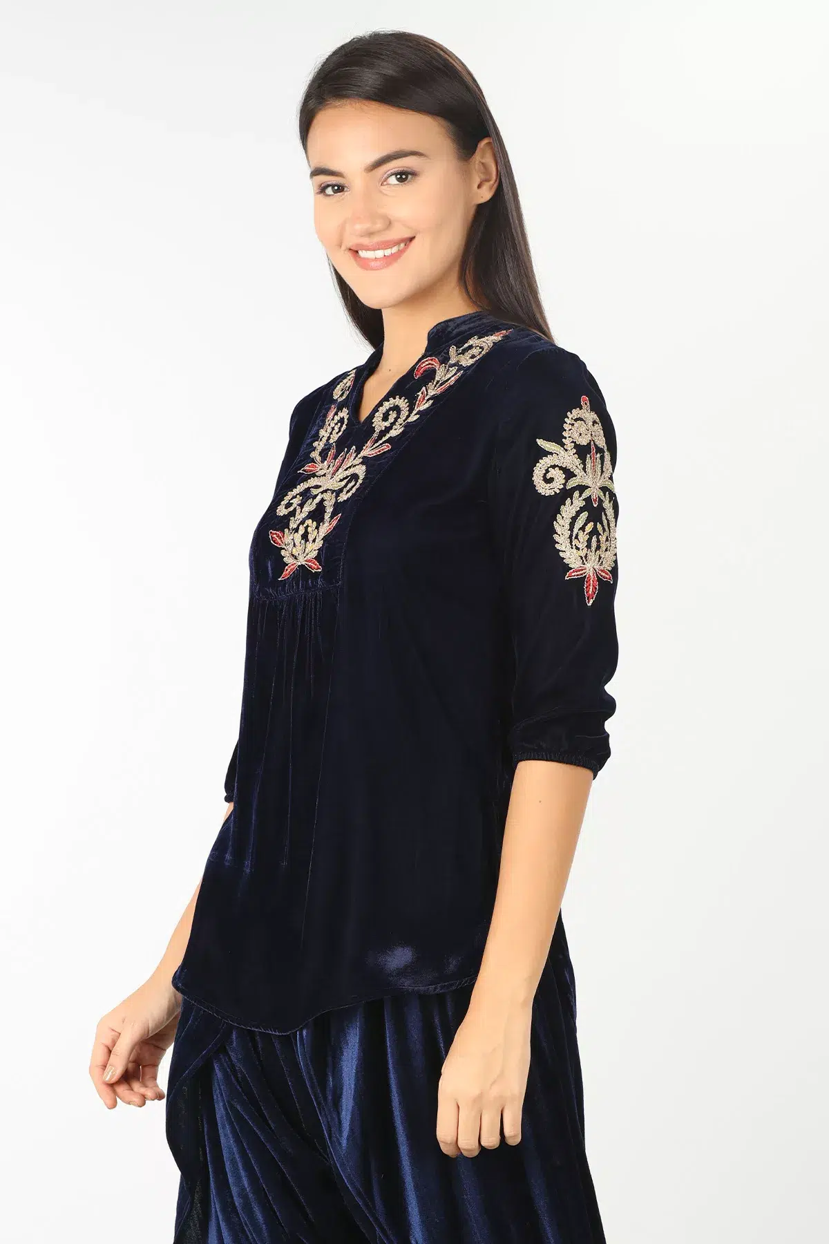 Embellished Navy Top For Women