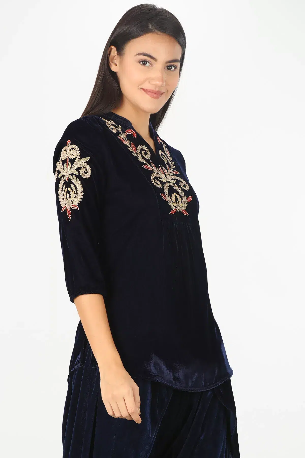 Embellished Navy Top For Women