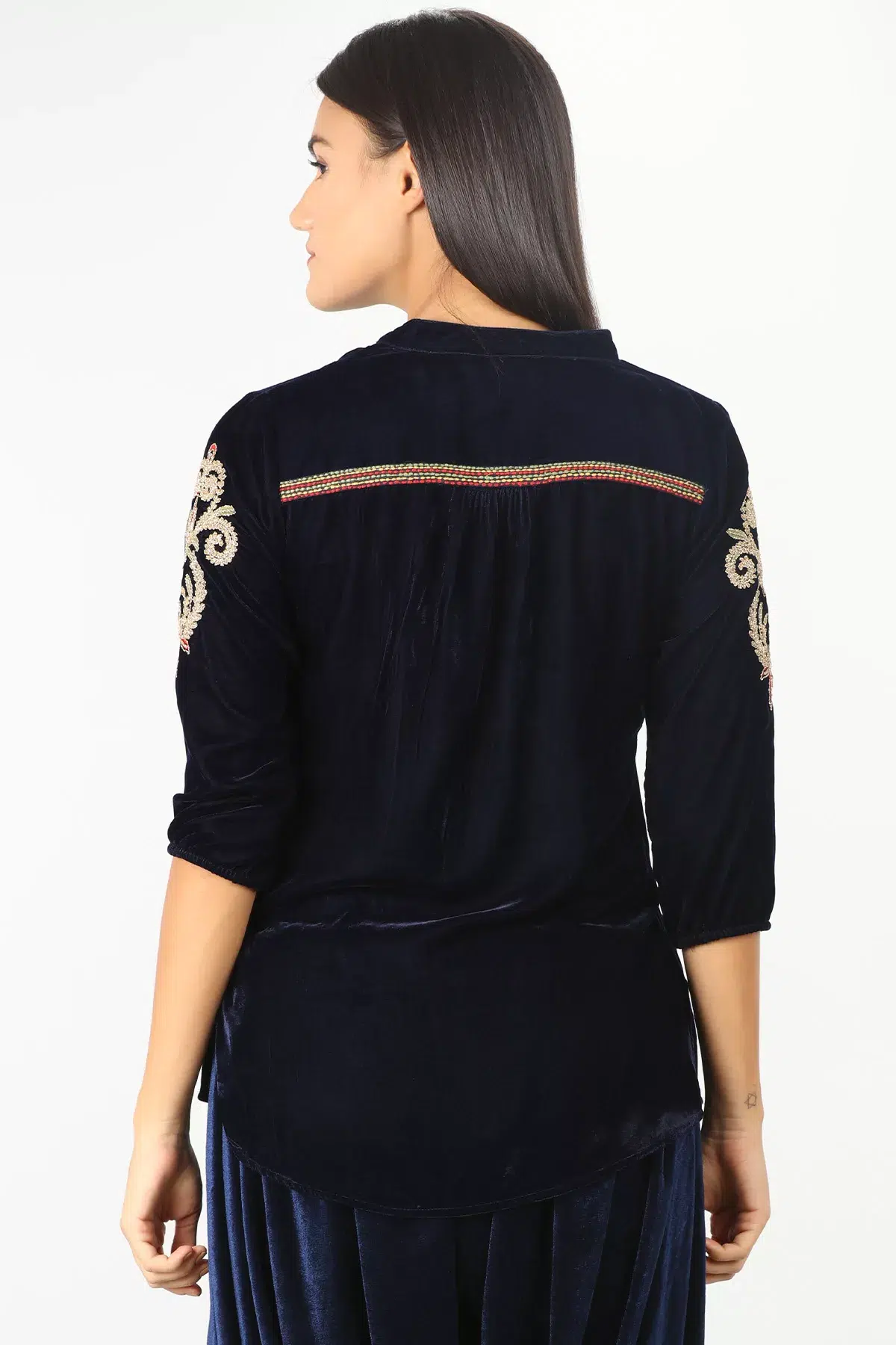 Embellished Navy Top For Women