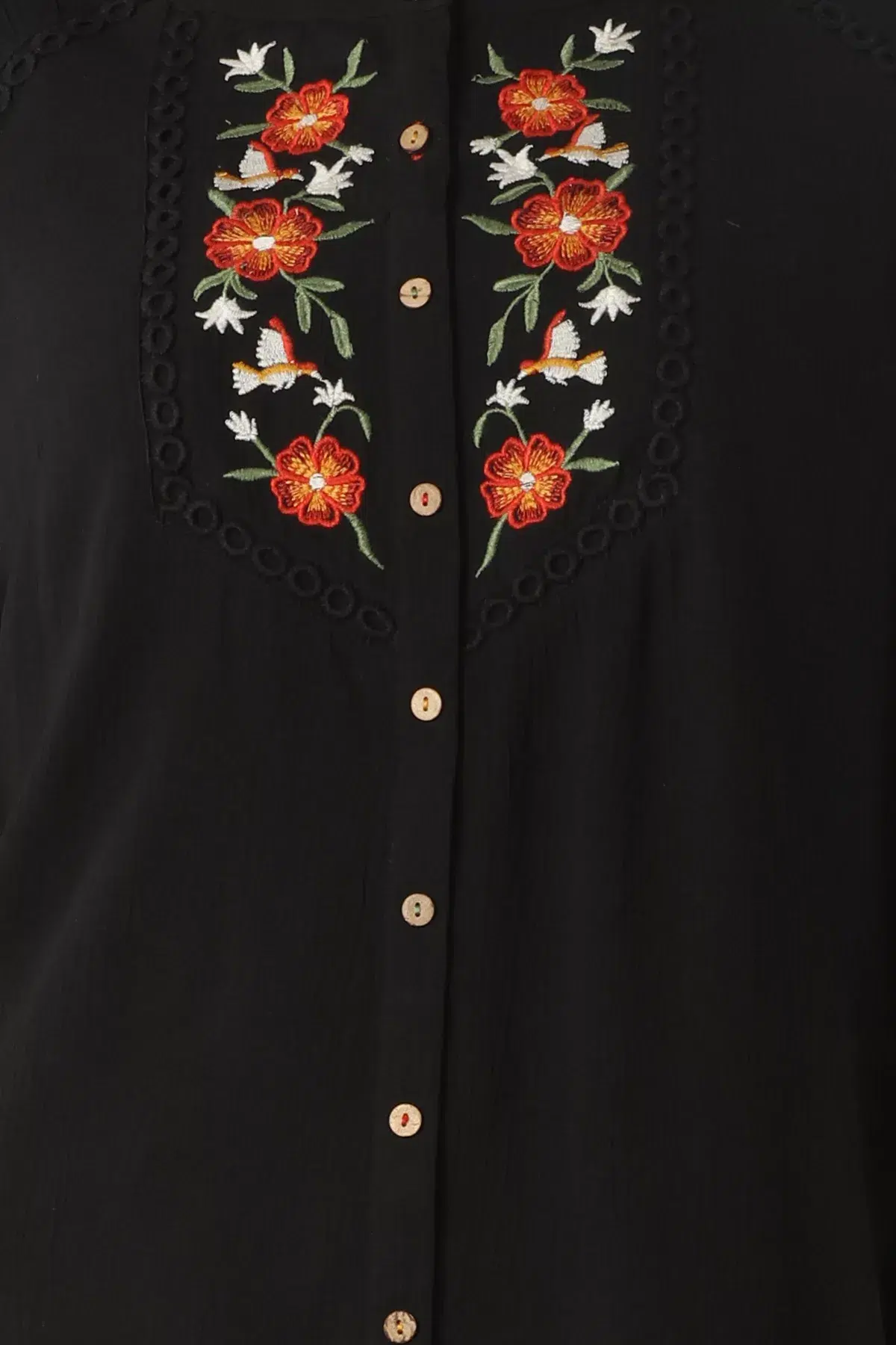Embroidered Black Top For Women