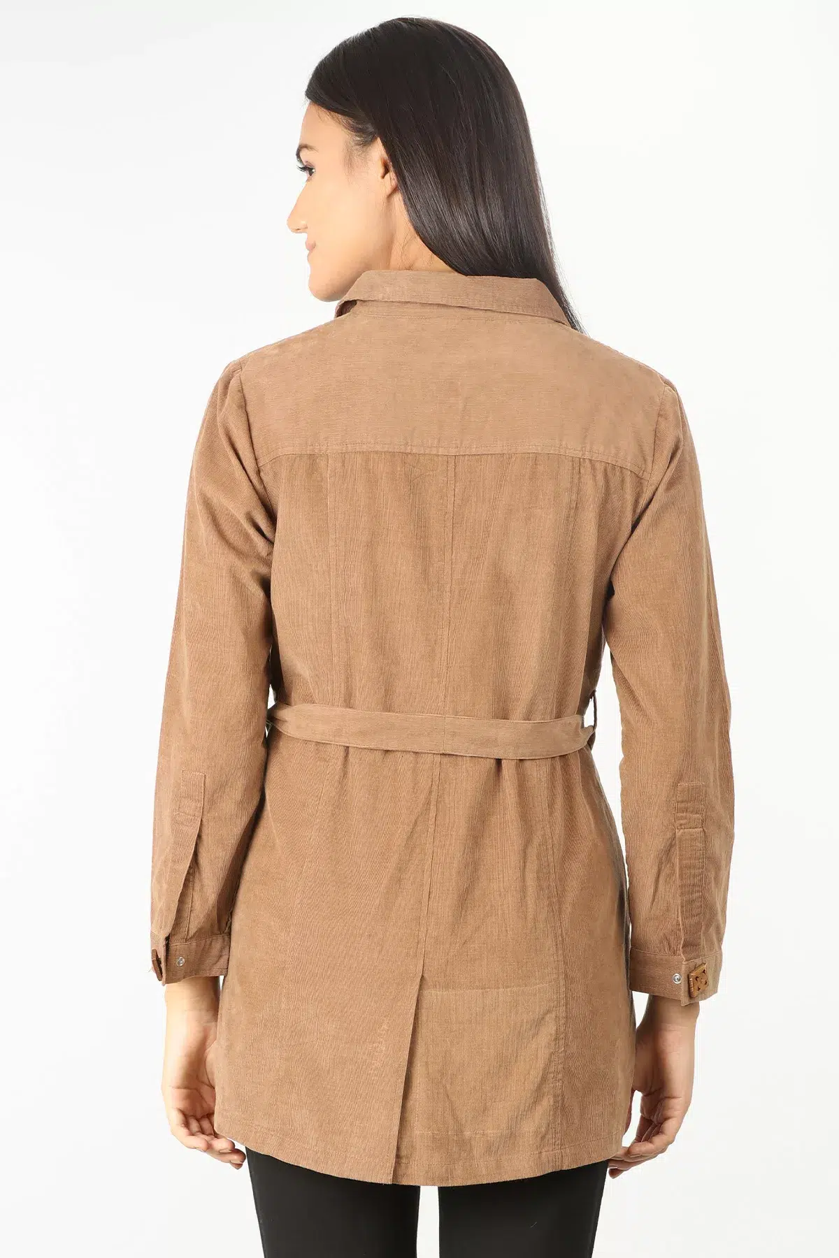 Beige Solid Tie Up Shirt For Women