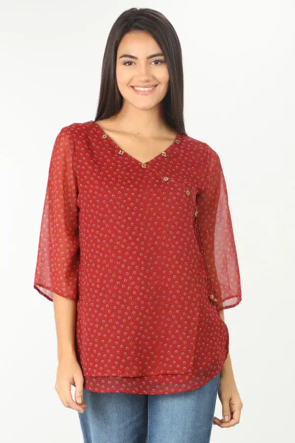 Printed Red Top For Women