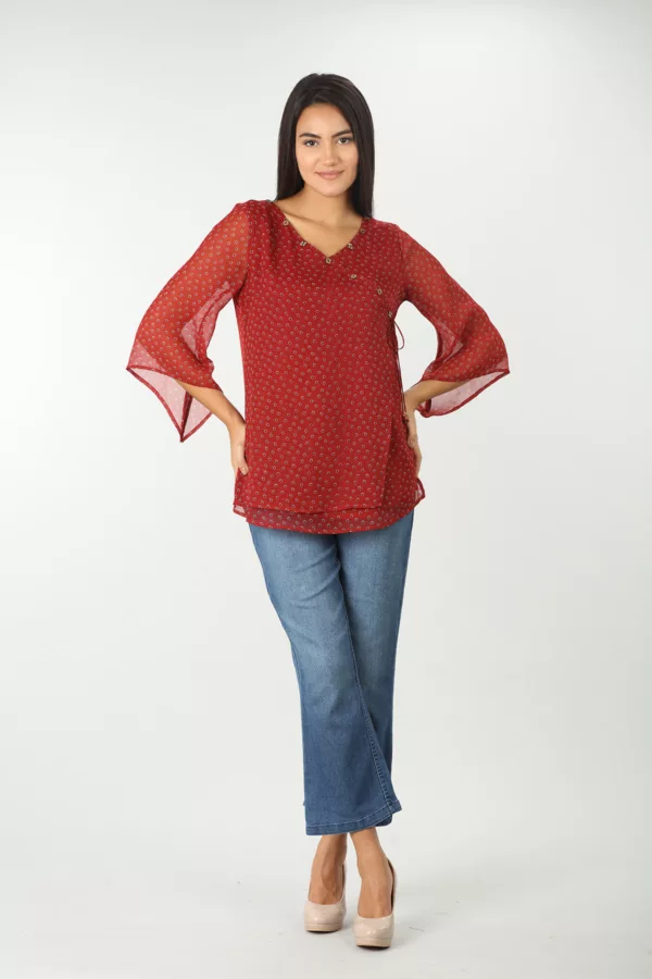 Printed Red Top For Women